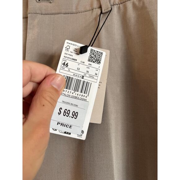 NWT Mango MNG Men’s Bologna Slim Fit Cropped Comfort Stretch Pants Size 36 - Picture 6 of 7